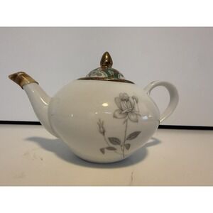 Vintage Queen's Royal Fine China Japan Teapot Gold Floral Mid Century Porcelain